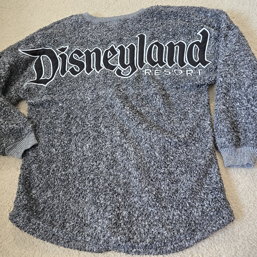 Disney Parks Sweater Womens XS Gray Black Spirit Jersey Disneyland Oversized - Picture 1 of 7